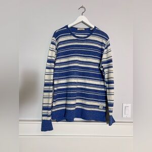 Scotch & Soda Navy and Cream Striped Crewneck Sweater